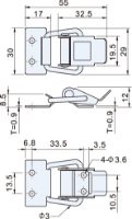 Stainless Steel In Line Toggle Latch With Catch Plate L=55mm