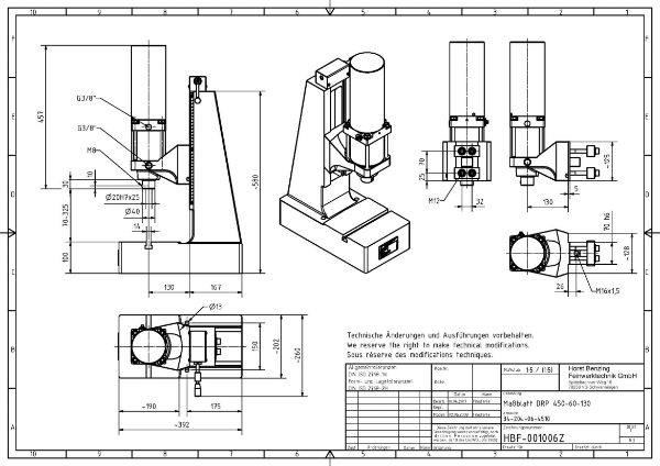 Pneumatic Press 4.5KN 60mm Stroke Dimension B 70-325mm