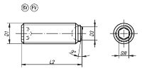 K0383 Ball-End Thrust Screws Without Head With Flattened Ball Drawing