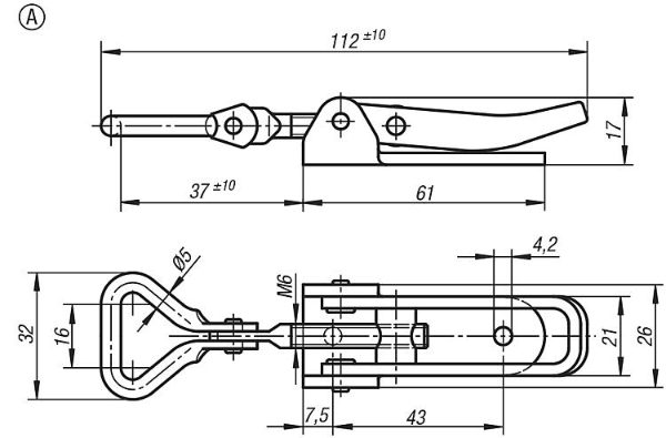 Steel Light Duty Adjustable Hook Length 112mm Dimensions