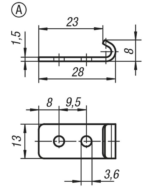 Steel Catch Plate Form A Dimensions