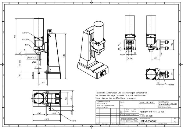 Pneumatic Press 4.5KN 40mm Stroke Dimension B 60-285mm