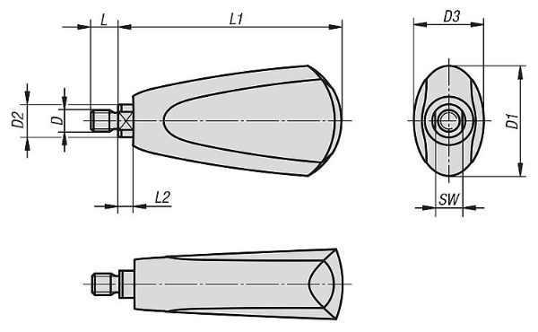 Taper grips revolving oval Drawing