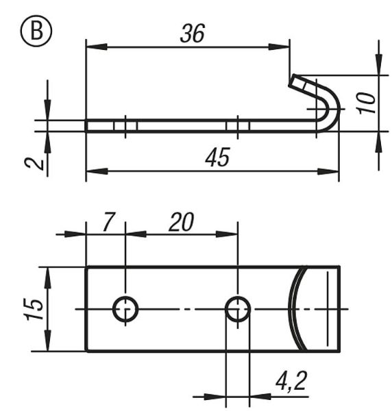 Stainless Steel Catch Plate Form B Dimensions