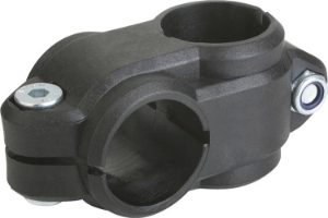 TUBE CLAMP 4-WAY FLAT THERMOPLASTIC, FOR RND. TUBES, COMP:STEEL, A=18, B=18 