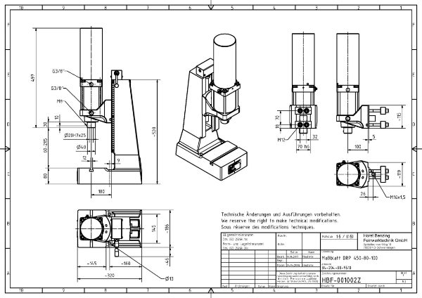 Pneumatic Press 4.5KN 80mm Stroke Dimension B 60-285mm