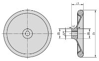 Handwheels disc similar to DIN 950, aluminium Drawing