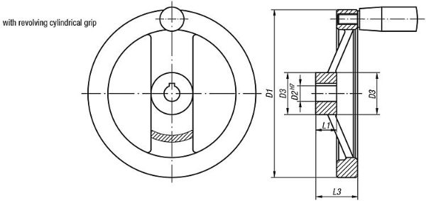 Handwheel Flat Aluminium Drawing