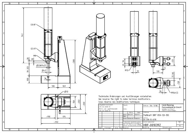 Pneumatic Press 8.5KN 120mm Stroke Dimension B 70-325mm