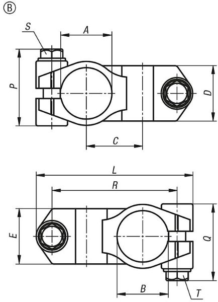 K0472 Tube Clamps Form B Drawing