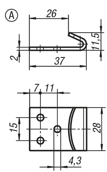 Steel Catch Plate Form A GH-45.9143371 Dimensions