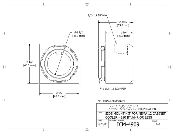 90 Degree Cabinet Cooler Side Mount Kit, NEMA 12 (Small)