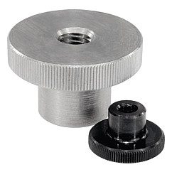 High knurled nuts in steel and stainless steel