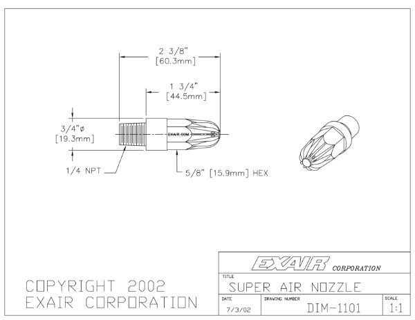 Super Air Nozzle In  Zinc Alloy 1/4" BSP Force 368g