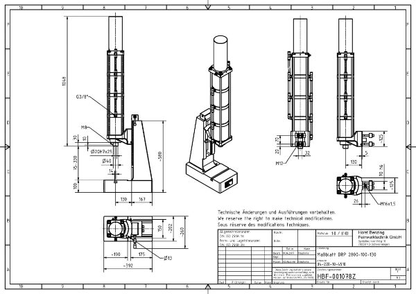 28kN Pneumatic Press 100mm Stroke Dimension B 75mm – 330mm