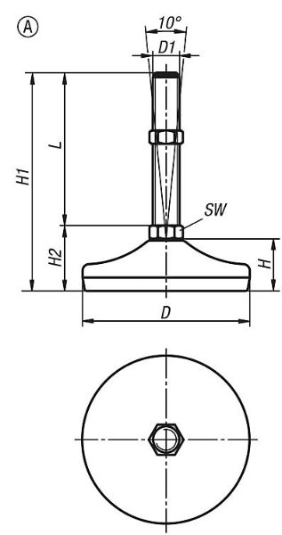 Levelling feet steel Drawing