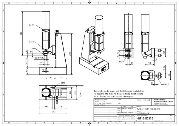 Pneumatic Press 8.5KN 80mm Stroke Dimension B 70-325mm