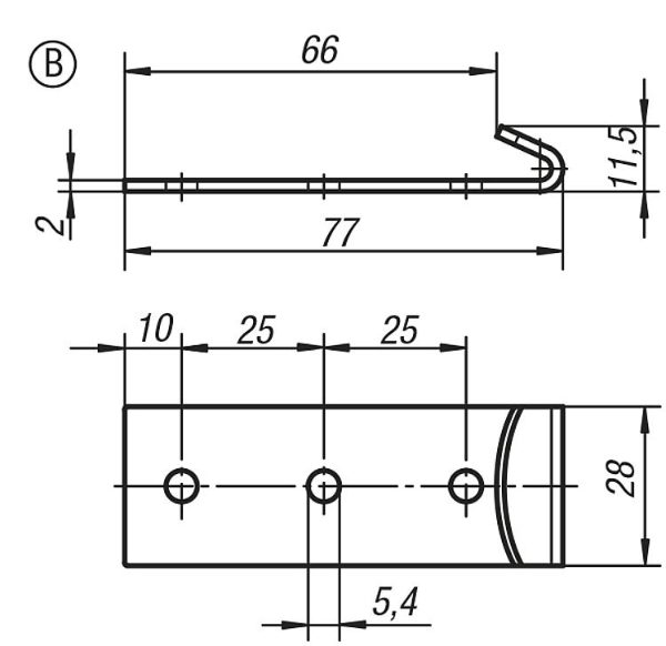 Steel Catch Plate Form B GH-45.9254771 Dimensions