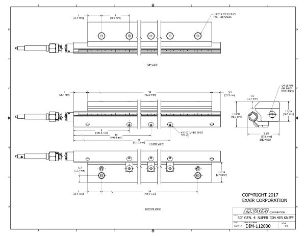 30" (762mm) Gen 4 Super Ionizing Air Knife With Power Supply