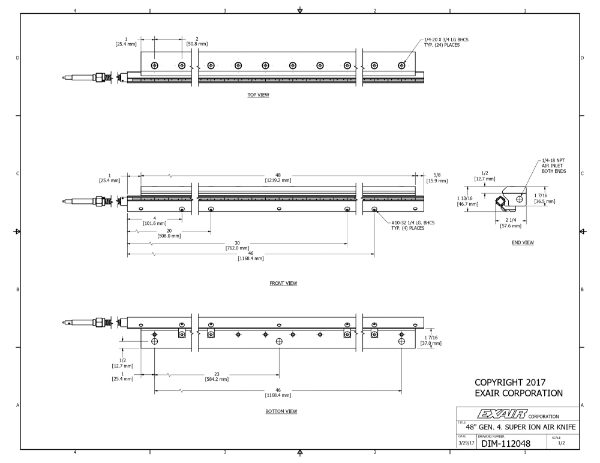 48" (1219mm) Gen 4 Super Ionizing Air Knife & Power Supply