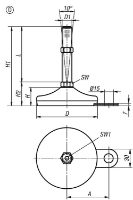 Levelling feet steel or stainless steel Form D Drawing