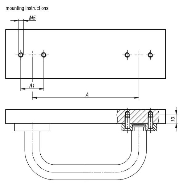 Pull handles Detachable Drawing 3