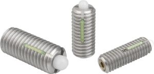K0330 Stainless Steel Spring Plungers With Hexagon Socket & POM Thrust Pin - With Nylon Thread Lock, Good Hand UK