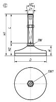 Levelling feet steel or stainless steel Form C Drawing