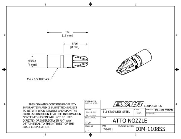 Atto Super Air Nozzle, M4 x 0.5