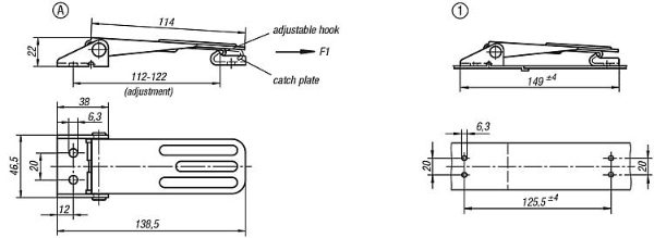 Steel Adjustable Screw Latch No Lock Length 138mm Dimensions