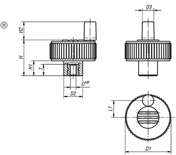 Knurled knobs with grip