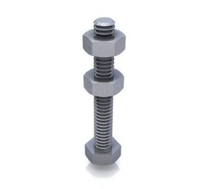 M10 x 50mm Stainless Steel Spindle With 2 Nuts Pitch 1.5