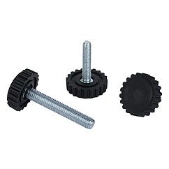 K0677 Levelling Feet Knurled In Steel & Polyamide Size M5-M8 