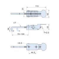 Zinc Plated Adjustable Hook Toggle Latch L=70-100mm