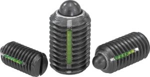 K0323 Spring Plungers With Slot & Thrust Pin In Steel with nylon thread lock, Good Hand UK
