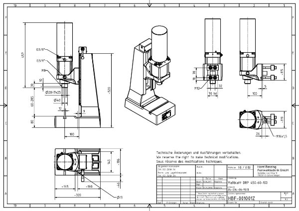 Pneumatic Press 4.5KN 60mm Stroke Dimension B 60-285mm