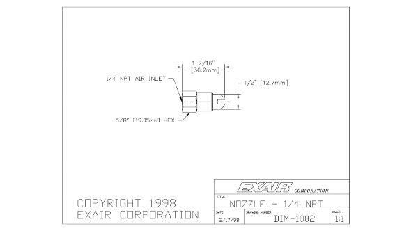 Safety Air Nozzle In Brass 1/4" BSP Force 453g