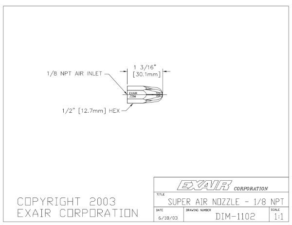 Mini Super Air Nozzle In Zinc Alloy 1/8" BSP Force 255g