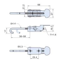 Zinc Plated Adjustable Hook Toggle Latch L=38-58mm