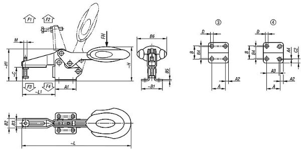 Hozizontal Toggle clamp WIth Lock Drawing