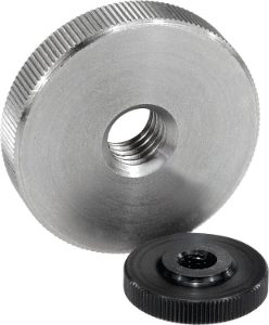 Thin knurled nuts in steel in stainless steel K0144