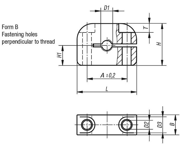 Mounting bracket aluminium Form B Drawing
