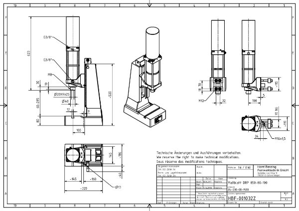 Pneumatic Press 8.5KN 80mm Stroke Dimension B 60-285mm