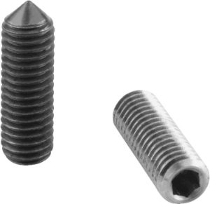 Grub screw with hexagon socket and pointed end